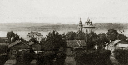 Вид с высоты Муравьёвки в сторону Волги и церкви Николы Мокрого