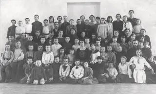 Teachers and students of a communal school in Kostroma, 1920