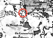  Карта Стрельбицкого, 1878 г. Протока между Сотью и Кастью уже есть