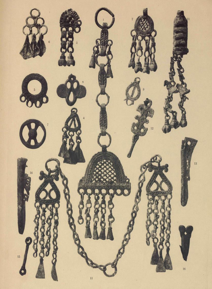 Вещи из Костромских курганов раскопки Ф.Д. Нефедова 1895-96. Таблица 2.