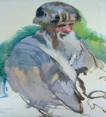 Серебрякова З. Е. Старый крестьянин. 1905 год. Бумага, гуашь.