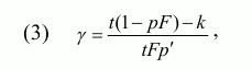 (3)     γ=(t(1-pF)-k)/tFp′